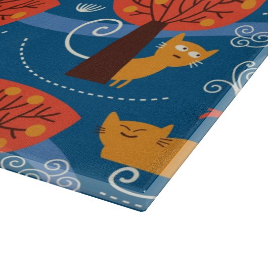 patroon met schattige katten en vogels snijplank (Hoek)