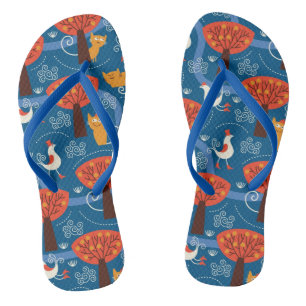patroon met schattige katten en vogels teenslippers