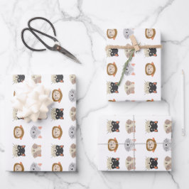 Patroon met schattige kattenkoppen inpakpapier vel