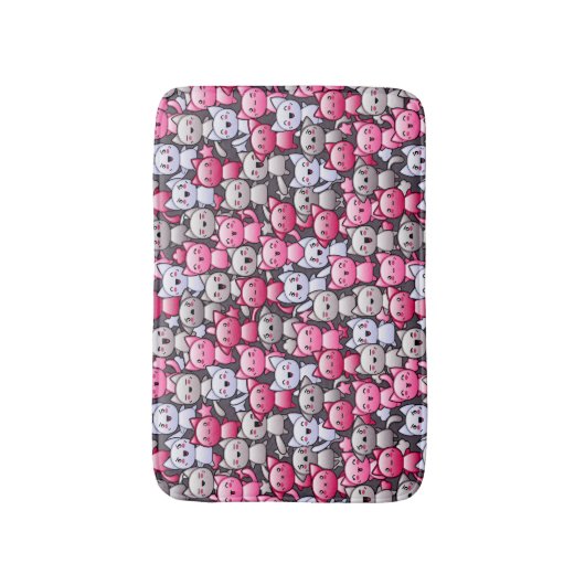 patroon met schattige kawaï - doodle cats 2 badmat (Voorkant Verticaal)