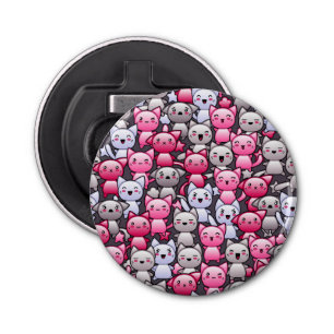patroon met schattige kawaï - doodle cats 2 button flesopener