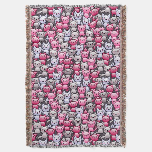 patroon met schattige kawaï - doodle cats 2 deken (Voorkant Verticaal)