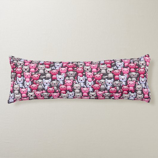 patroon met schattige kawaï - doodle cats 2 lichaamskussen (Voorkant)