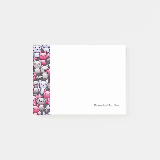 patroon met schattige kawaï - doodle cats 2 post-it® notes (Voorkant)