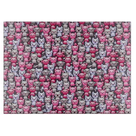 patroon met schattige kawaï - doodle cats 2 snijplank (Voorkant)