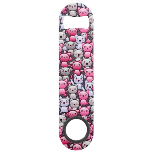 patroon met schattige kawaï - doodle cats 2 speed flessenopener (Voorkant)