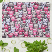 patroon met schattige kawaï - doodle cats 2 theedoek (Gevouwen)