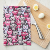 patroon met schattige kawaï - doodle cats 2 theedoek (Quarter Fold)