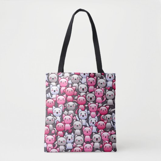 patroon met schattige kawaï - doodle cats 2 tote bag (Voorkant)