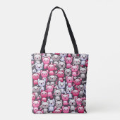 patroon met schattige kawaï - doodle cats 2 tote bag (Achterkant)