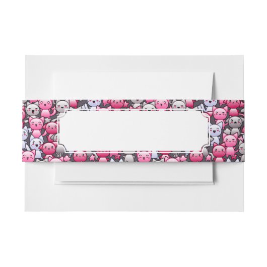 patroon met schattige kawaï - doodle cats 2 uitnodigingen wikkel (Voorkant Voorbeeld)