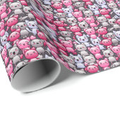 patroon met schattige kawaï - doodle katten 2 cadeaupapier (Rol Hoek)