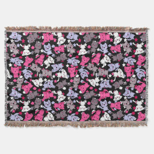 patroon met schattige kawaii - doodle katten 3 deken