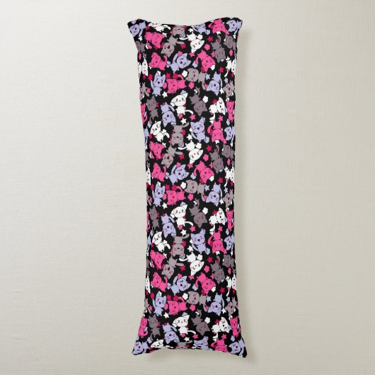 patroon met schattige kawaii - doodle katten 3 lichaamskussen (Voorkant Verticaal)