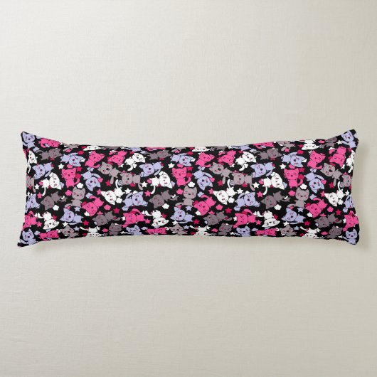 patroon met schattige kawaii - doodle katten 3 lichaamskussen (Voorkant)