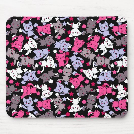 patroon met schattige kawaii - doodle katten 3 muismat (Voorkant)