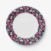 patroon met schattige kawaii - doodle katten 3 papieren bordje (Voorkant)