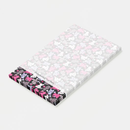 patroon met schattige kawaii - doodle katten 3 post-it® notes (Schuin)