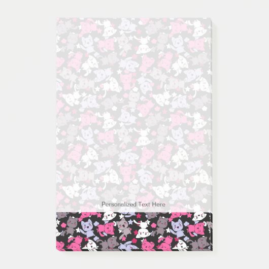 patroon met schattige kawaii - doodle katten 3 post-it® notes (Voorkant)