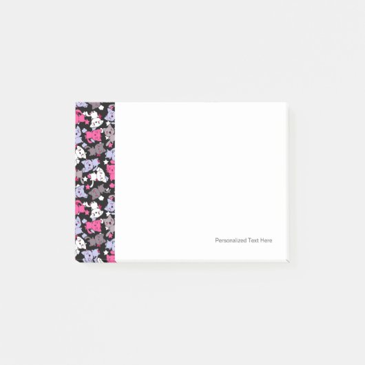 patroon met schattige kawaii - doodle katten 3 post-it® notes (Voorkant)
