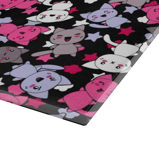 patroon met schattige kawaii - doodle katten 3 snijplank (Hoek)