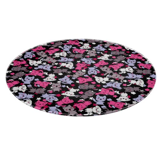 patroon met schattige kawaii - doodle katten 3 snijplank (Hoek)