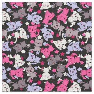 patroon met schattige kawaii - doodle katten 3 stof
