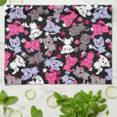 patroon met schattige kawaii - doodle katten 3 theedoek (Gevouwen)