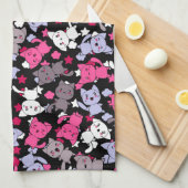 patroon met schattige kawaii - doodle katten 3 theedoek (Quarter Fold)