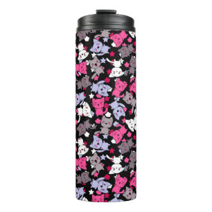 patroon met schattige kawaii - doodle katten 3 thermosbeker