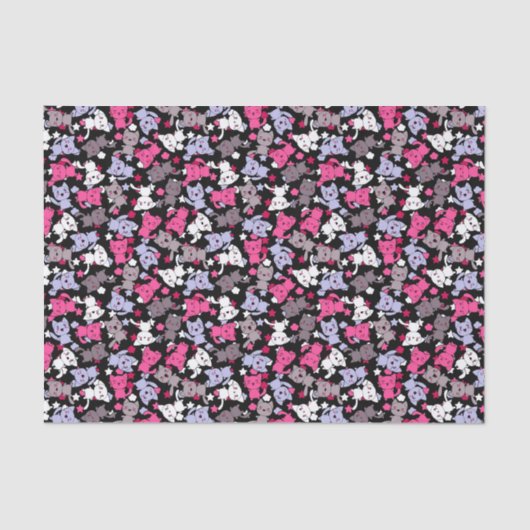 patroon met schattige kawaii - doodle katten 3 tissuepapier (Voorkant)