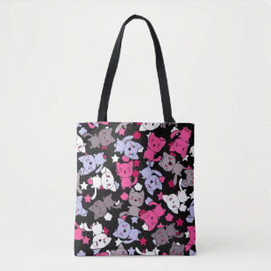 patroon met schattige kawaii - doodle katten 3 tote bag