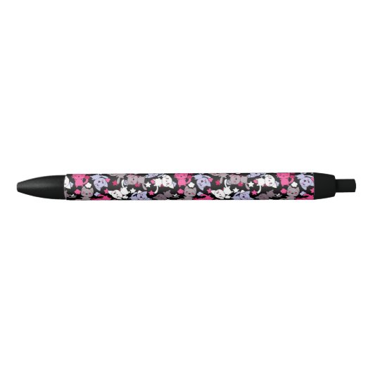 patroon met schattige kawaii - doodle katten 3 zwarte inkt pen (Voorkant)