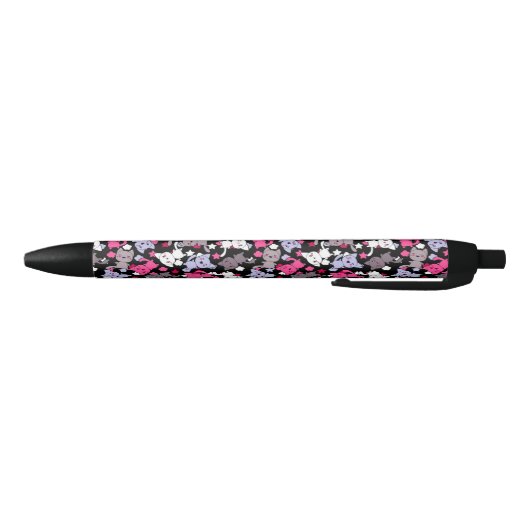 patroon met schattige kawaii - doodle katten 3 zwarte inkt pen (Bodem)