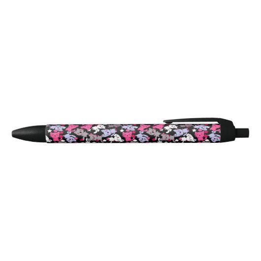 patroon met schattige kawaii - doodle katten 3 zwarte inkt pen (Bovenkant)