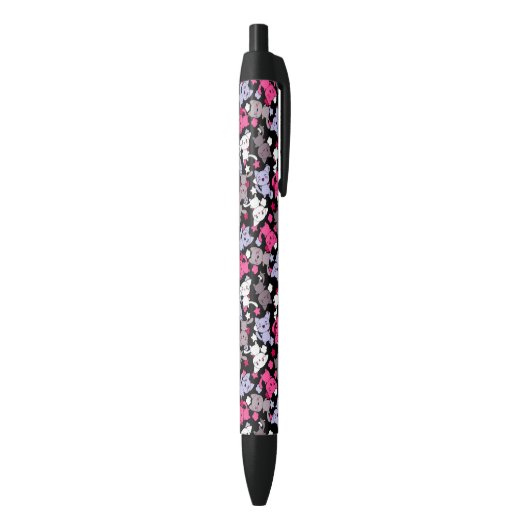 patroon met schattige kawaii - doodle katten 3 zwarte inkt pen (Achterkant (Verticaal))