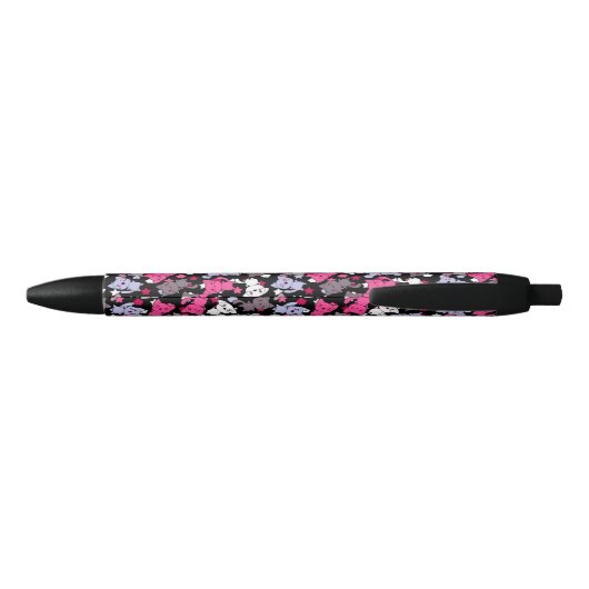 patroon met schattige kawaii - doodle katten 3 zwarte inkt pen (Achterkant)