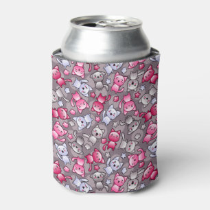patroon met schattige kawaii doodle katten blikjeskoeler