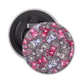 patroon met schattige kawaii doodle katten button flesopener (Voorkant)