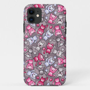 patroon met schattige kawaii doodle katten Case-Mate iPhone case