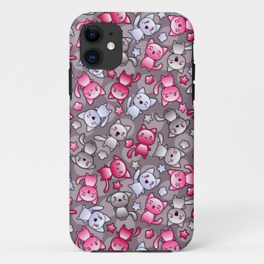 patroon met schattige kawaii doodle katten Case-Mate iPhone case (Achterkant)