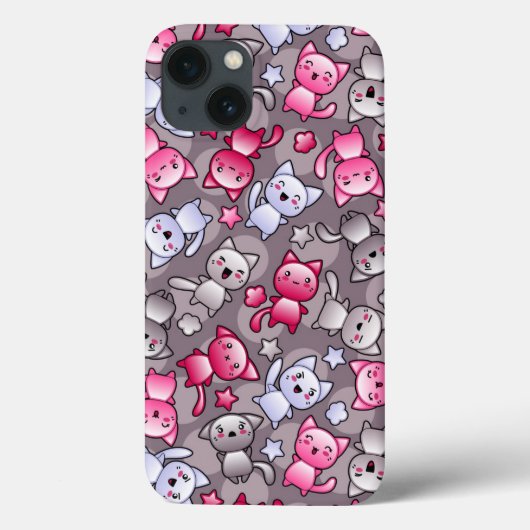 patroon met schattige kawaii doodle katten Case-Mate iPhone case (Achterkant)