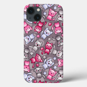 patroon met schattige kawaii doodle katten Case-Mate iPhone case