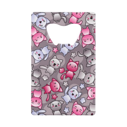 patroon met schattige kawaii doodle katten creditkaart flessenopener (Achterkant)