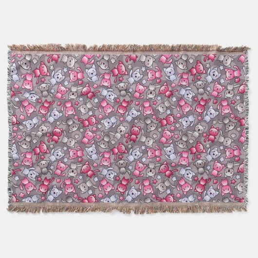 patroon met schattige kawaii doodle katten deken (Voorkant)