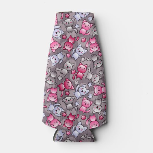 patroon met schattige kawaii doodle katten flesjeskoeler (Voorkant)