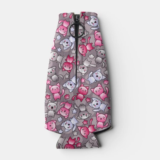 patroon met schattige kawaii doodle katten flesjeskoeler (Achterkant)