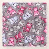 patroon met schattige kawaii doodle katten glazen onderzetter (Voorkant)