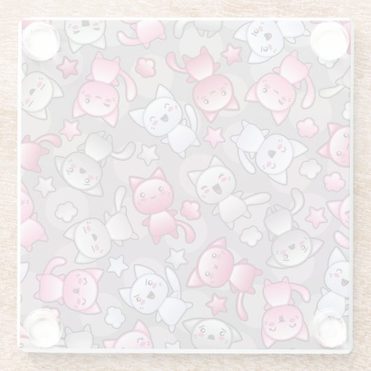 patroon met schattige kawaii doodle katten glazen onderzetter (Achterkant)