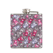 patroon met schattige kawaii doodle katten heupfles (Achterkant)